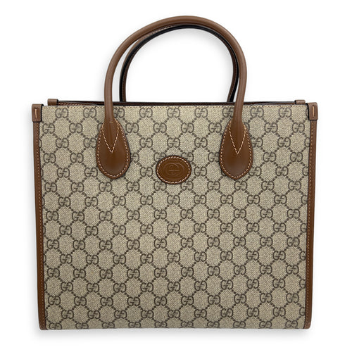 Gucci GG Top Handle Bag Brown in Coated Canvas, Gold hardware_1