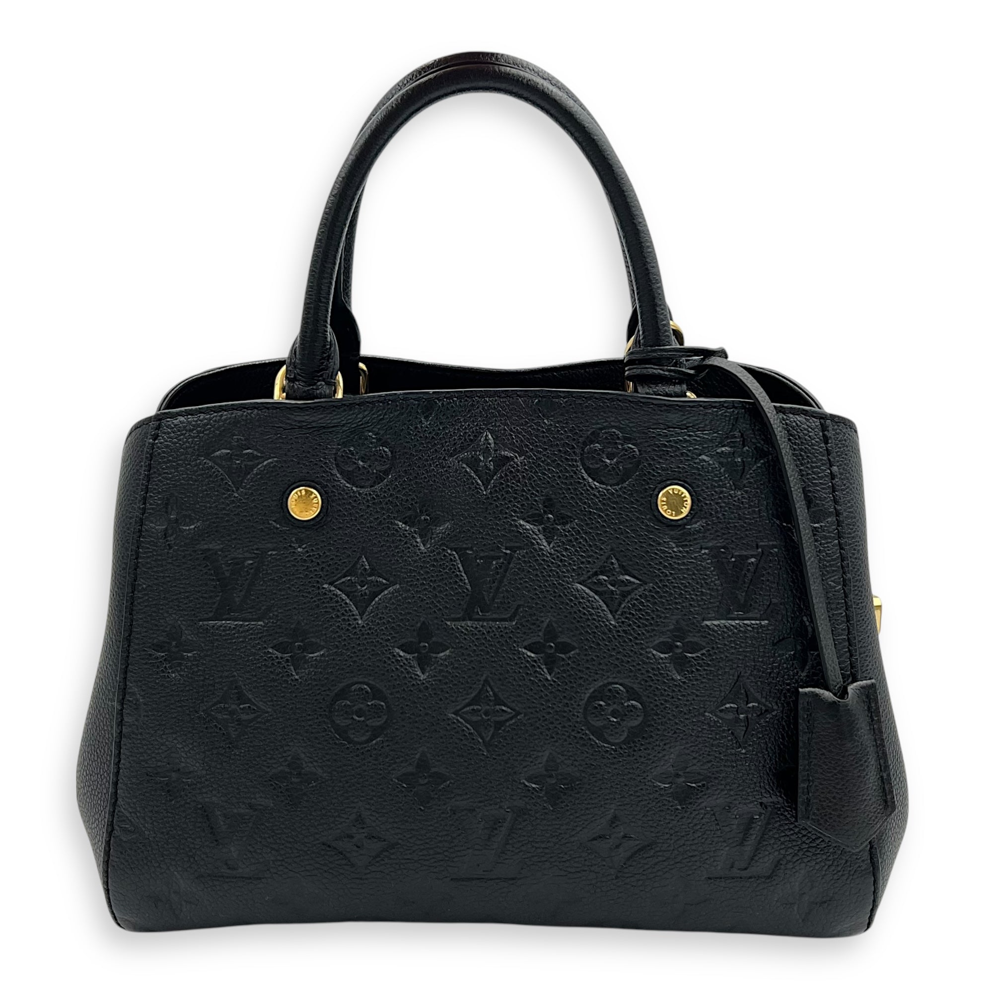 Louis Vuitton Montaigne Top Handle Bag BB Black in Empreinte Leather, Gold hardware_1