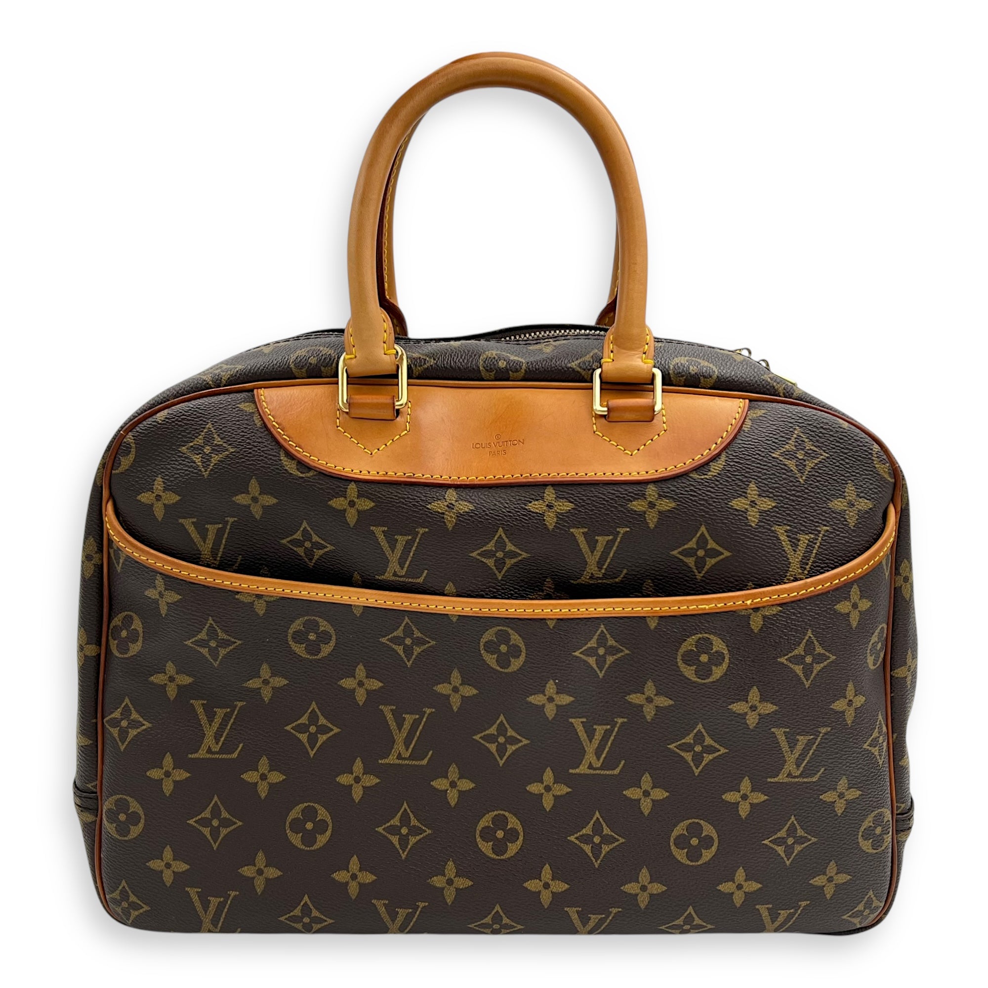 Louis Vuitton Trouville Top Handle Bag Brown in Monogram Coated Canvas, Gold hardware_1
