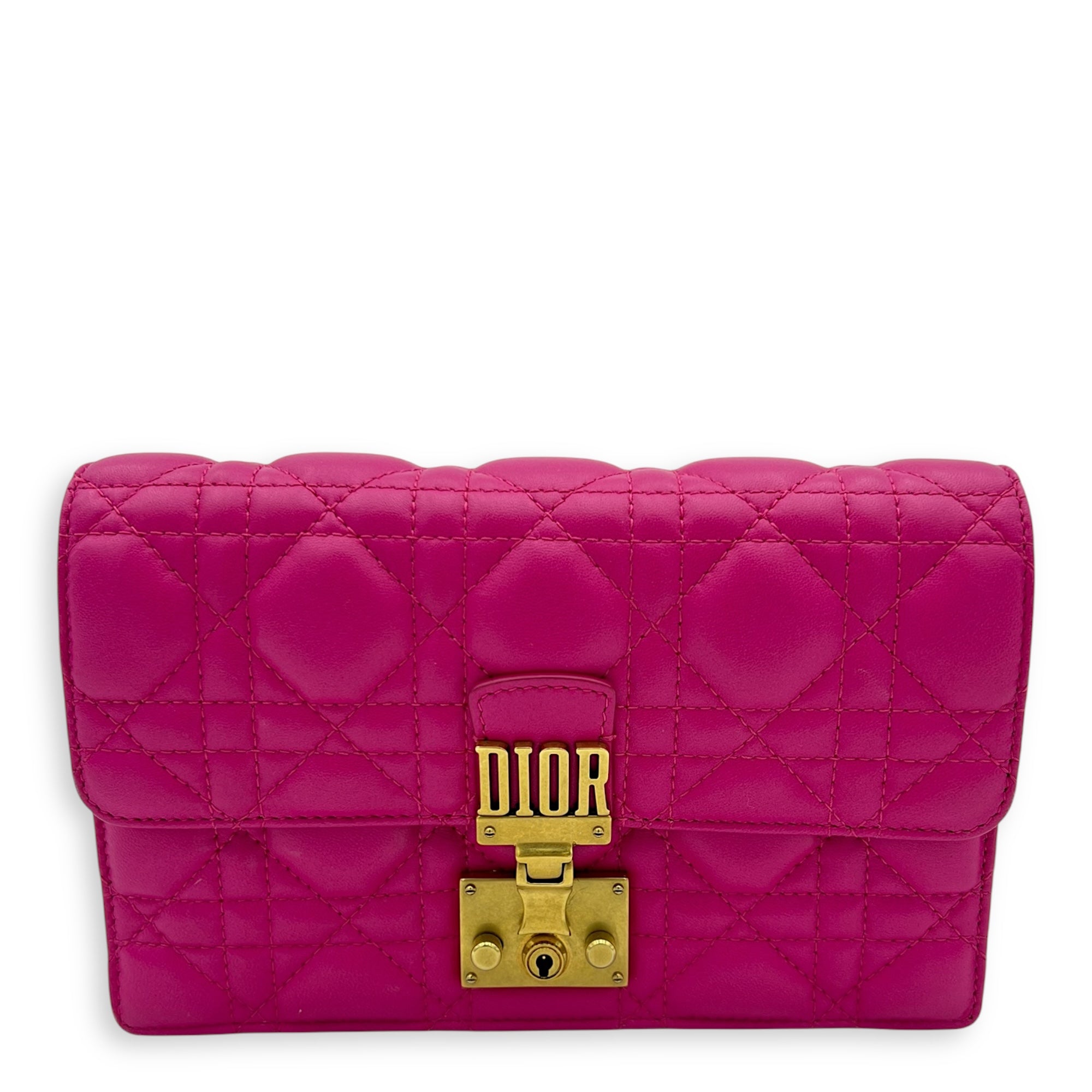 Dior DiorAddict Shoulder Bag Pink in Lambskin, Gold hardware_13