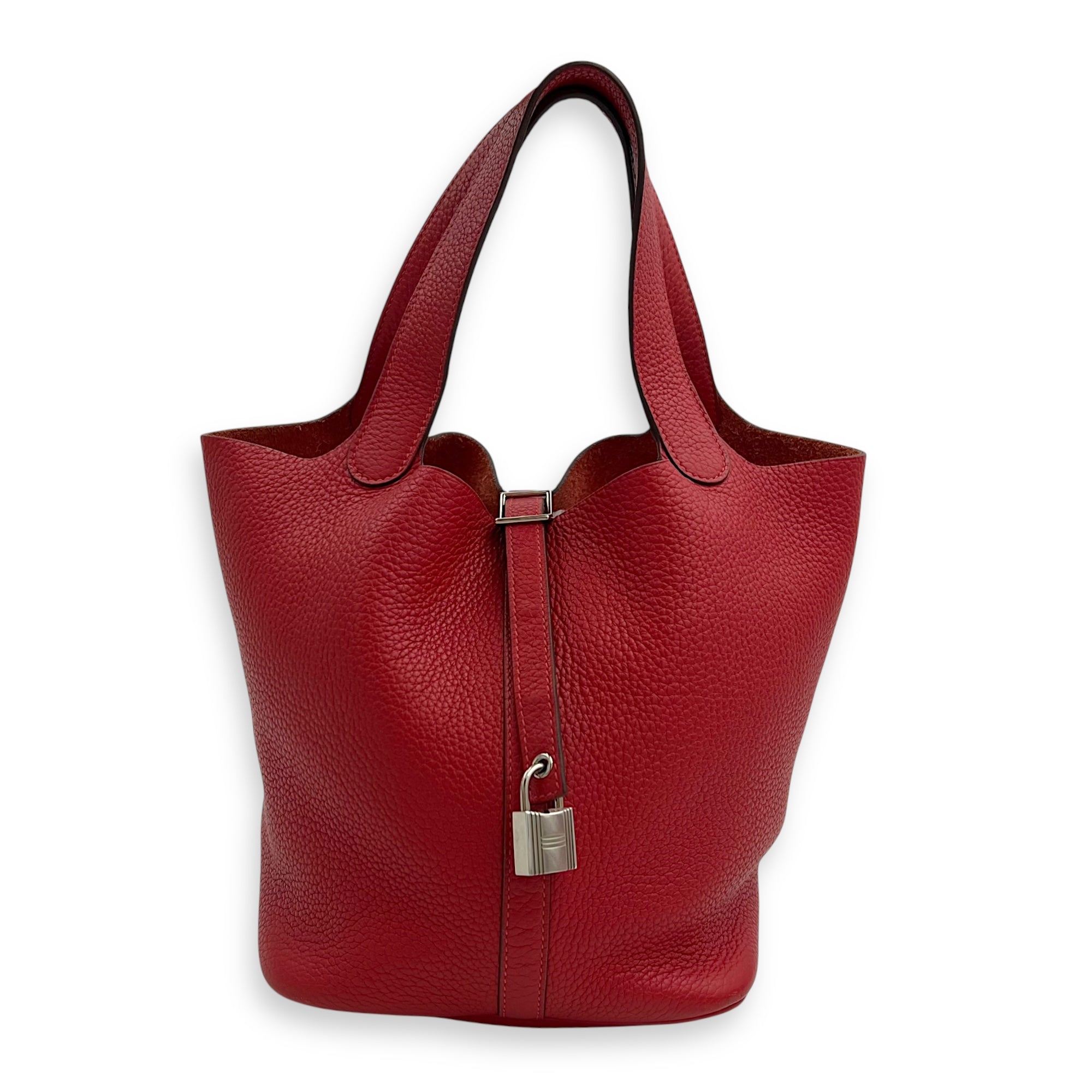 Hermès Picotin 22 Red Bucket Bag in Clemence, Palladium hardware_1