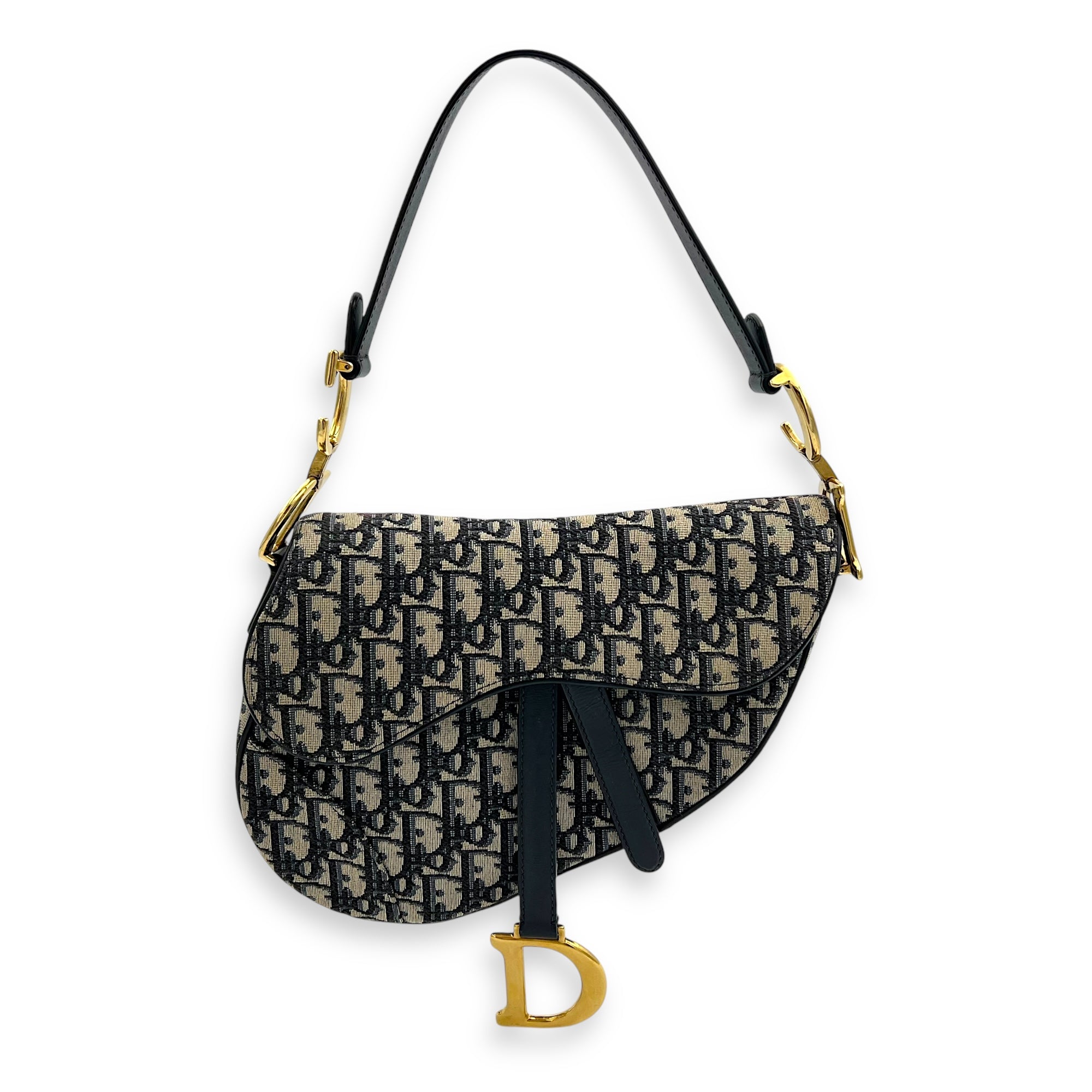 Dior Saddle Shoulder Bag Medium Blue in Jacquard, Gold hardware_1