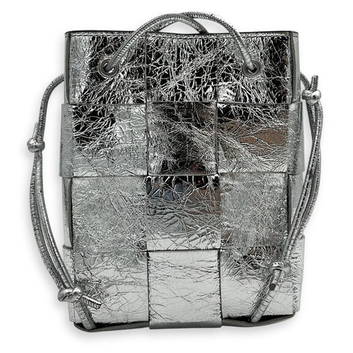 Bottega Veneta Cassette Backpack Silver in Calfskin, Silver hardware_1