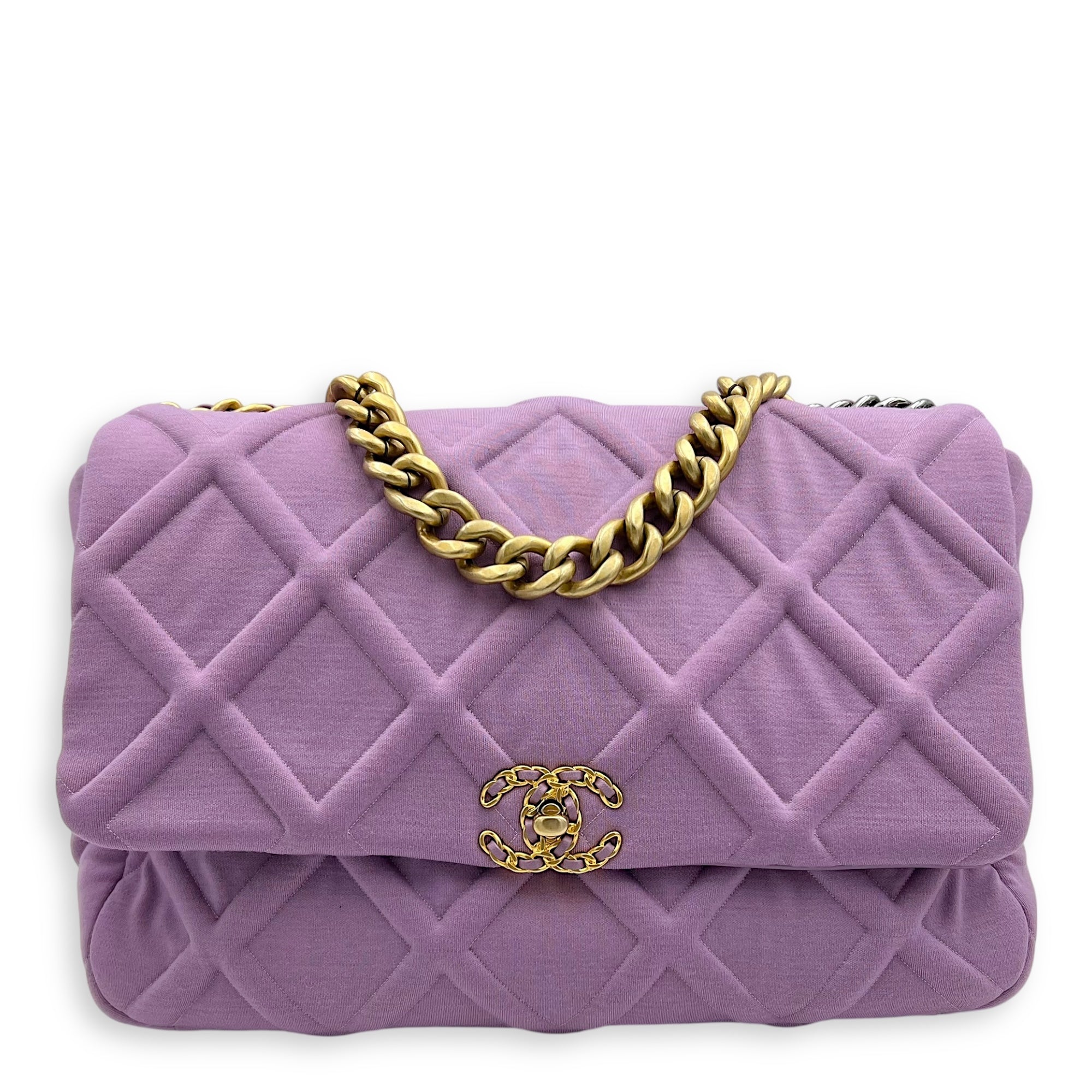 Chanel C19 Maxi Purple Crossbody Bag in Fabric, Mixed hardware