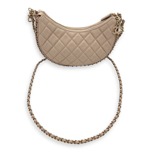 Chanel Loop Moon Shoulder Bag Beige in Lambskin, Gold hardware_1