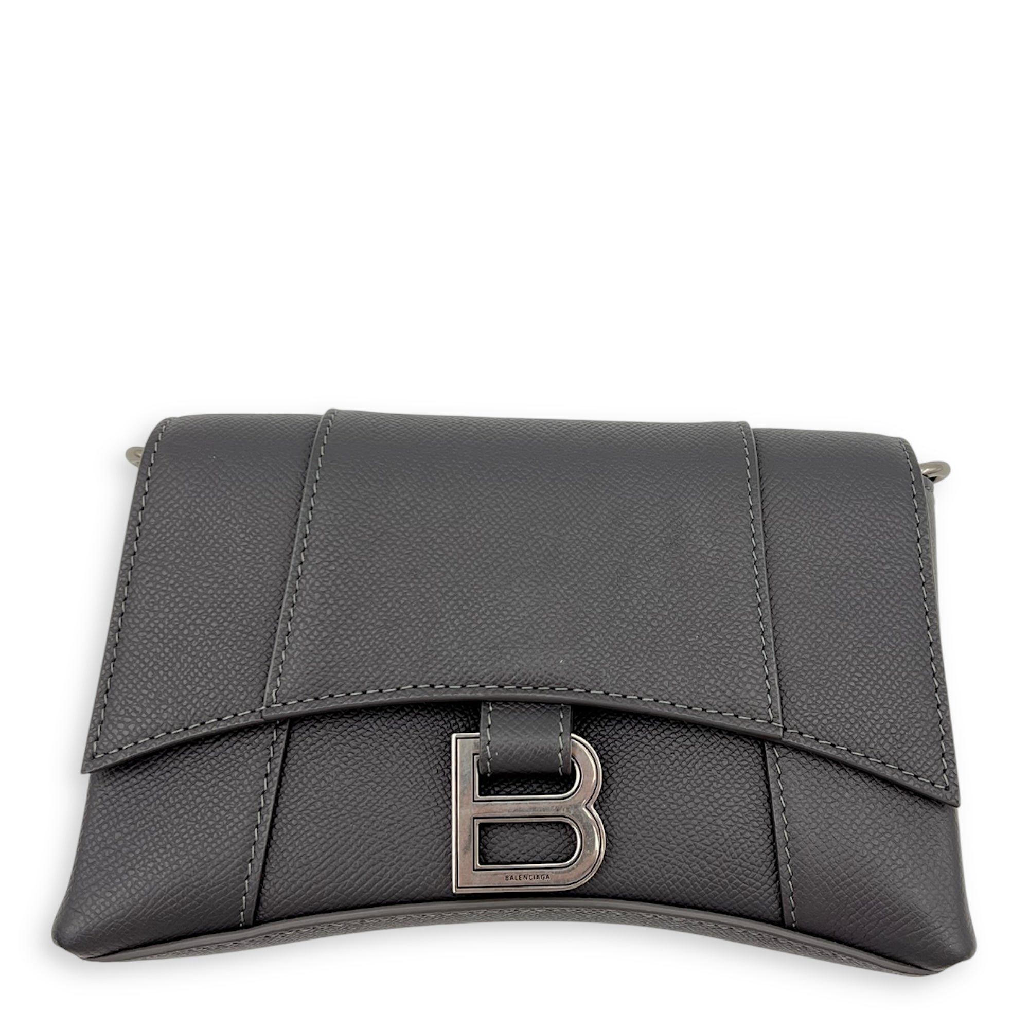 Balenciaga Downtown Crossbody Bag Grey in Calfskin, Silver hardware_14