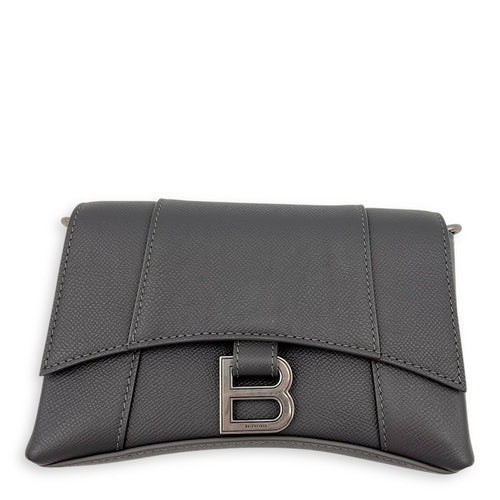 Balenciaga Downtown Crossbody Bag Grey in Calfskin, Silver hardware_14