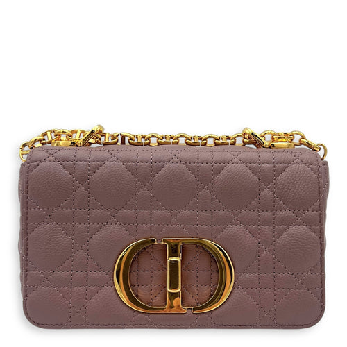 Dior Caro Shoulder Bag Purple in Calfskin, Gold hardware_12