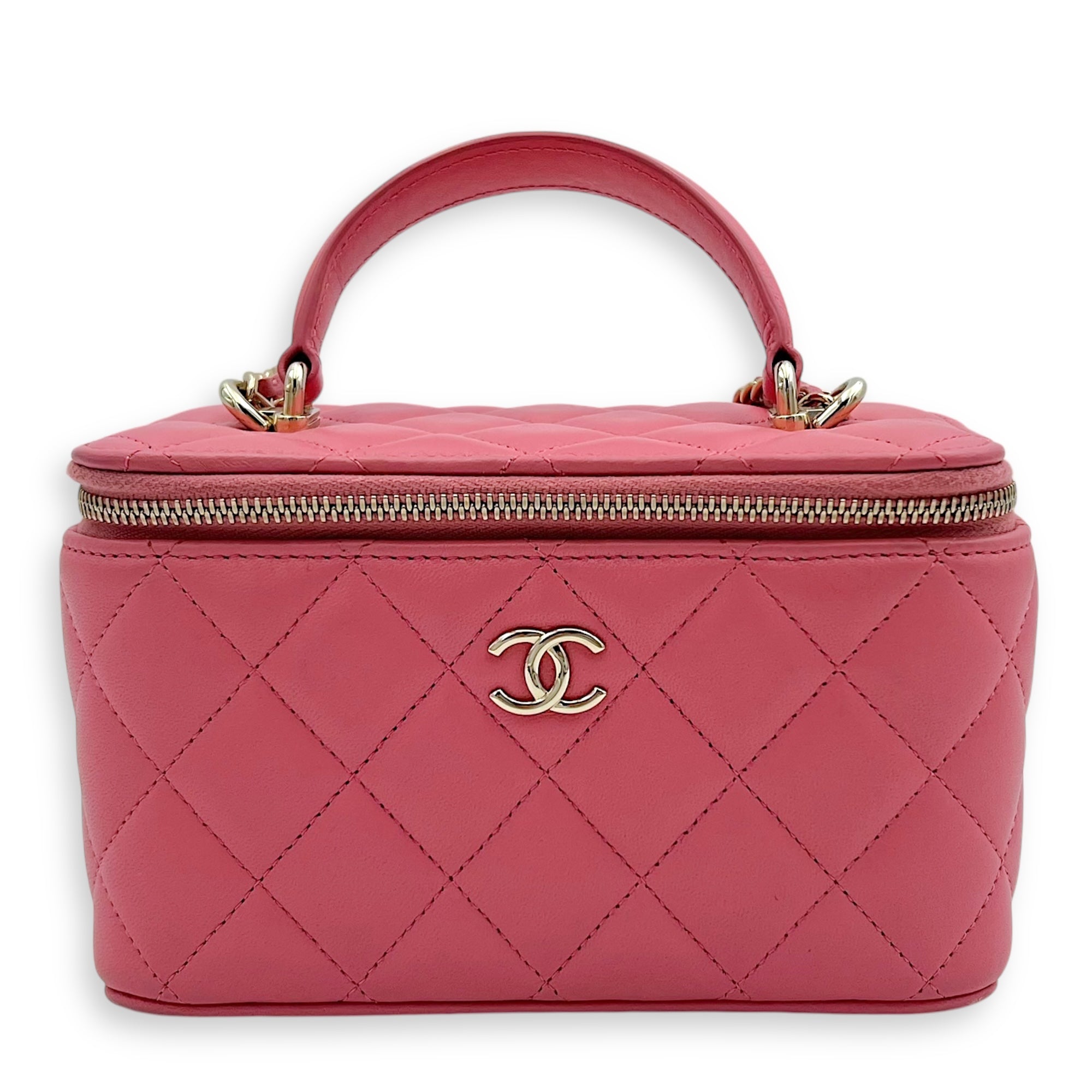 Chanel Vanity Top Handle Bag Pink in Lambskin, Gold hardware_1
