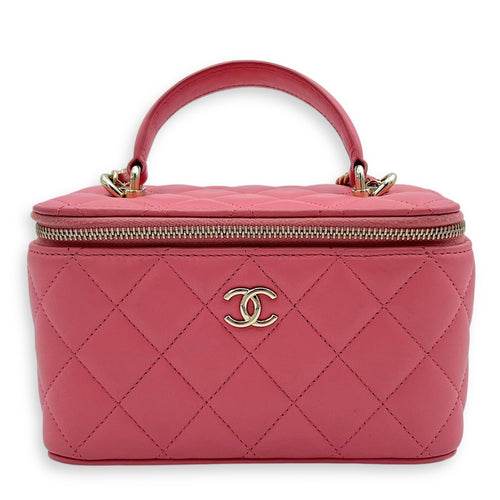 Chanel Vanity Top Handle Bag Pink in Lambskin, Gold hardware_1