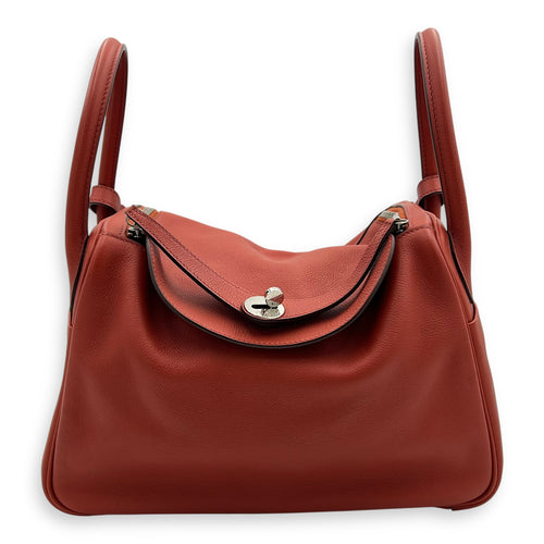 Hermès Lindy 30 Red Shoulder Bag in Clemence, Palladium hardware_1
