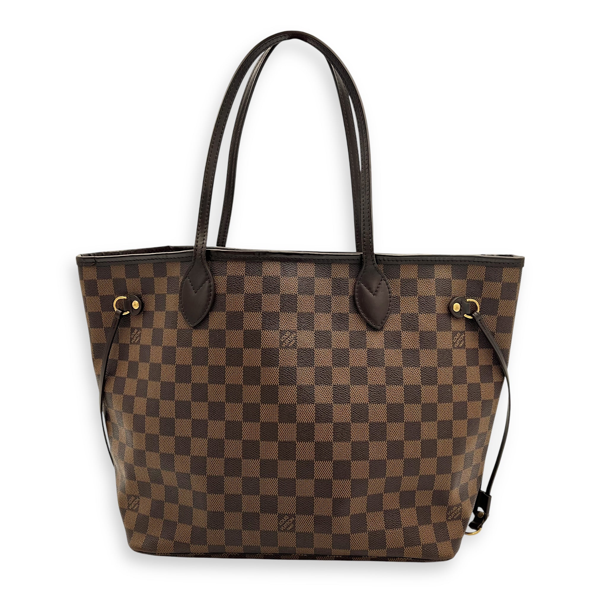 Louis Vuitton Neverfull Tote Bag Damier Ebene in Coated Canvas, Gold hardware_1
