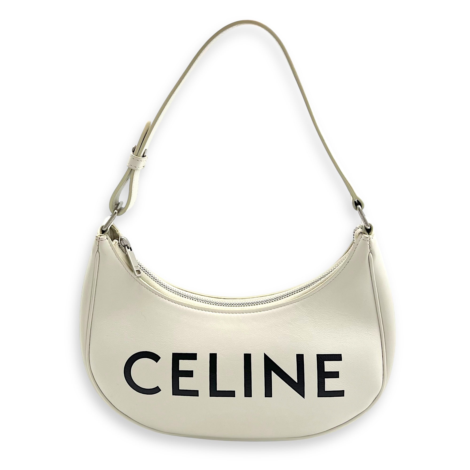 Celine Ava Shoulder Bag White in Calfskin, Silver hardware_1