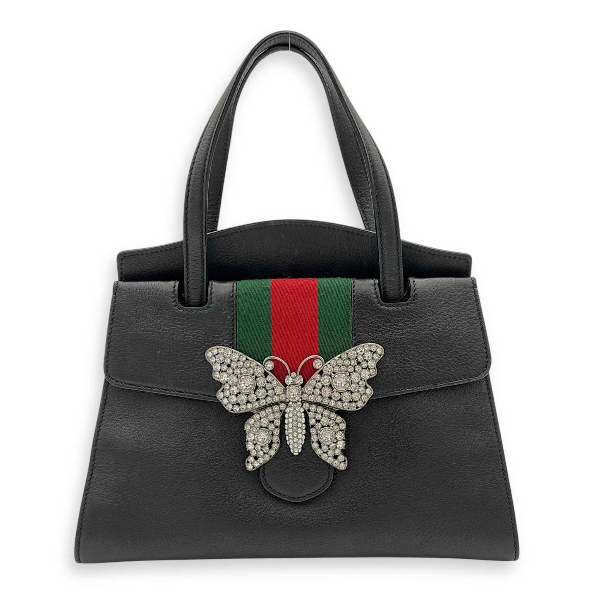 Gucci Sylvie Shoulder Bag Black in Calfskin, Silver hardware_6