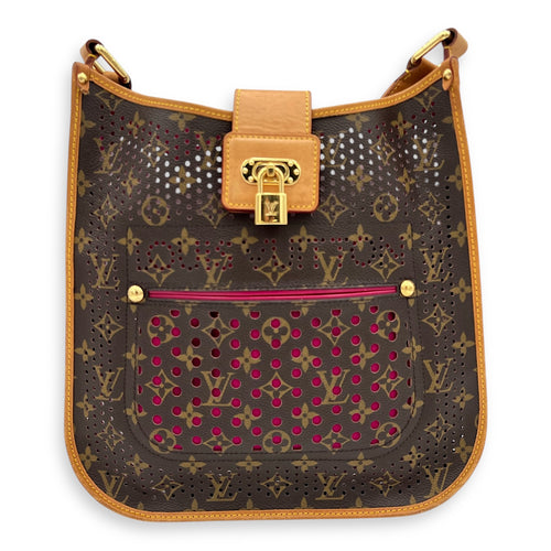 Louis Vuitton Perforated Musette Shoulder Bag Brown in Monogram Coated Canvas, Gold hardware_12