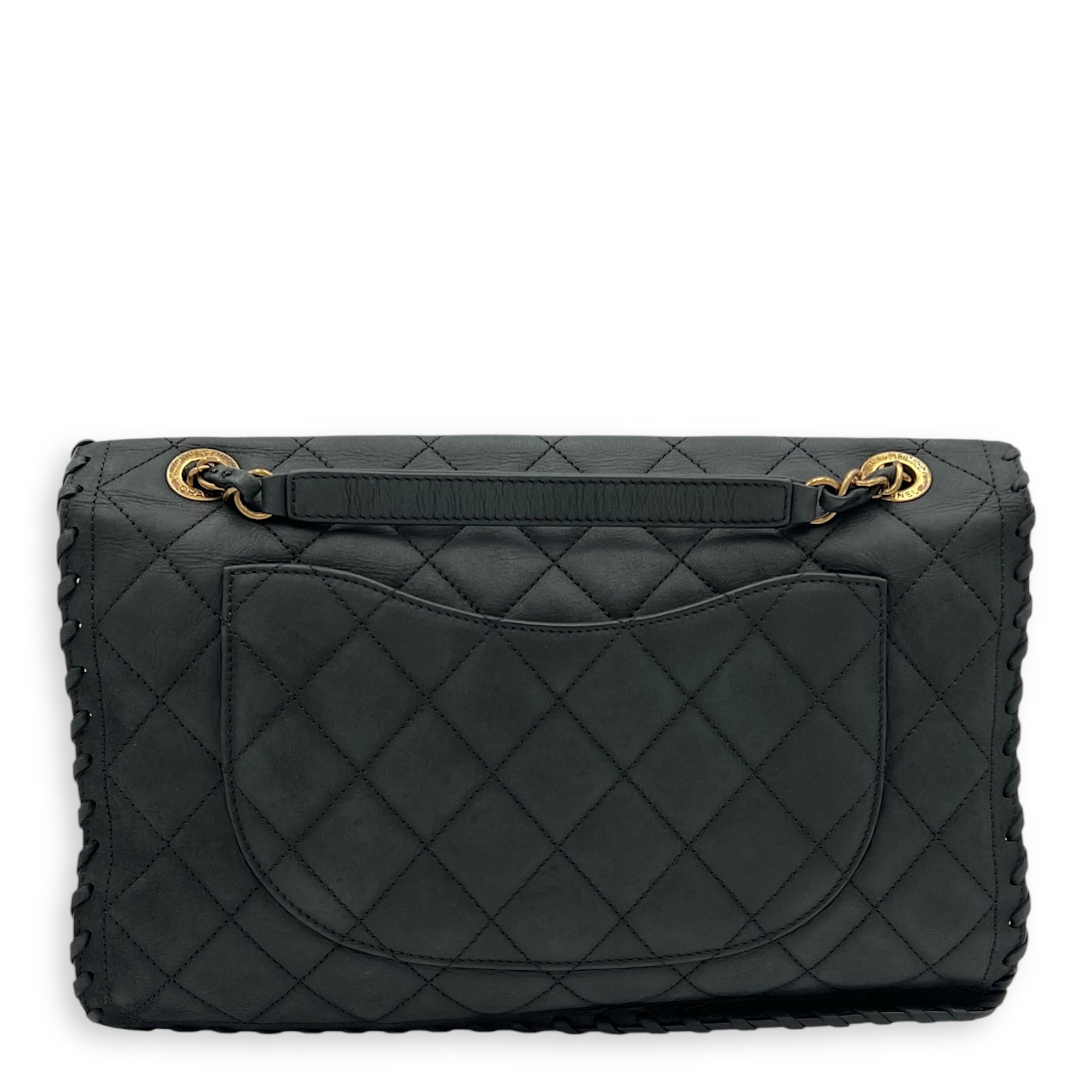 Chanel Happy Stitch CC Black Shoulder Bag in Suede Leather, Gold hardware_8