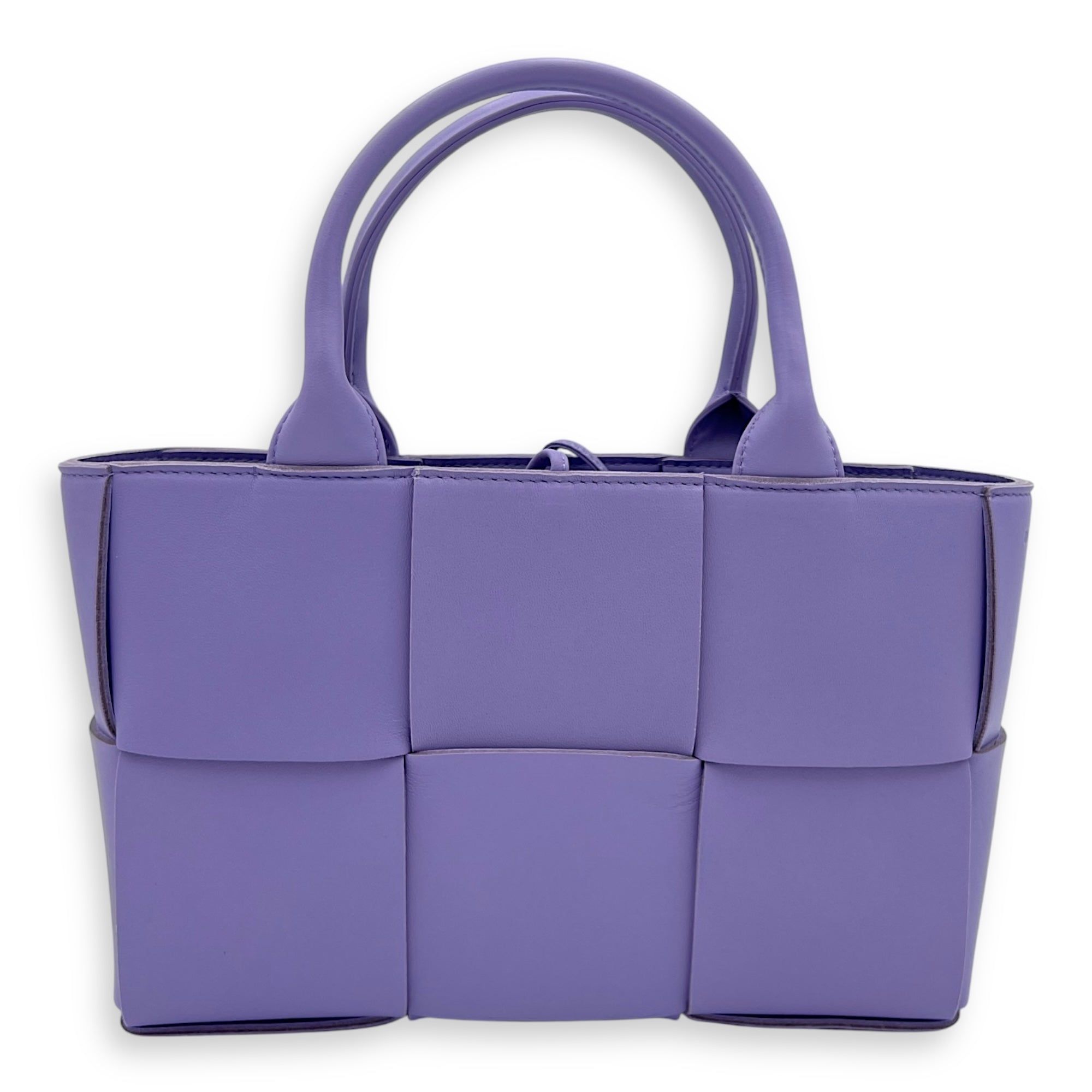 Bottega Veneta Arco Mini Purple Tote Bag in Lambskin, Silver hardware_8