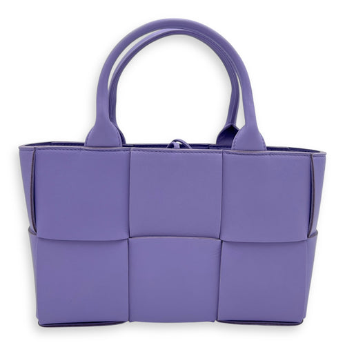 Bottega Veneta Arco Mini Purple Tote Bag in Lambskin, Silver hardware_8