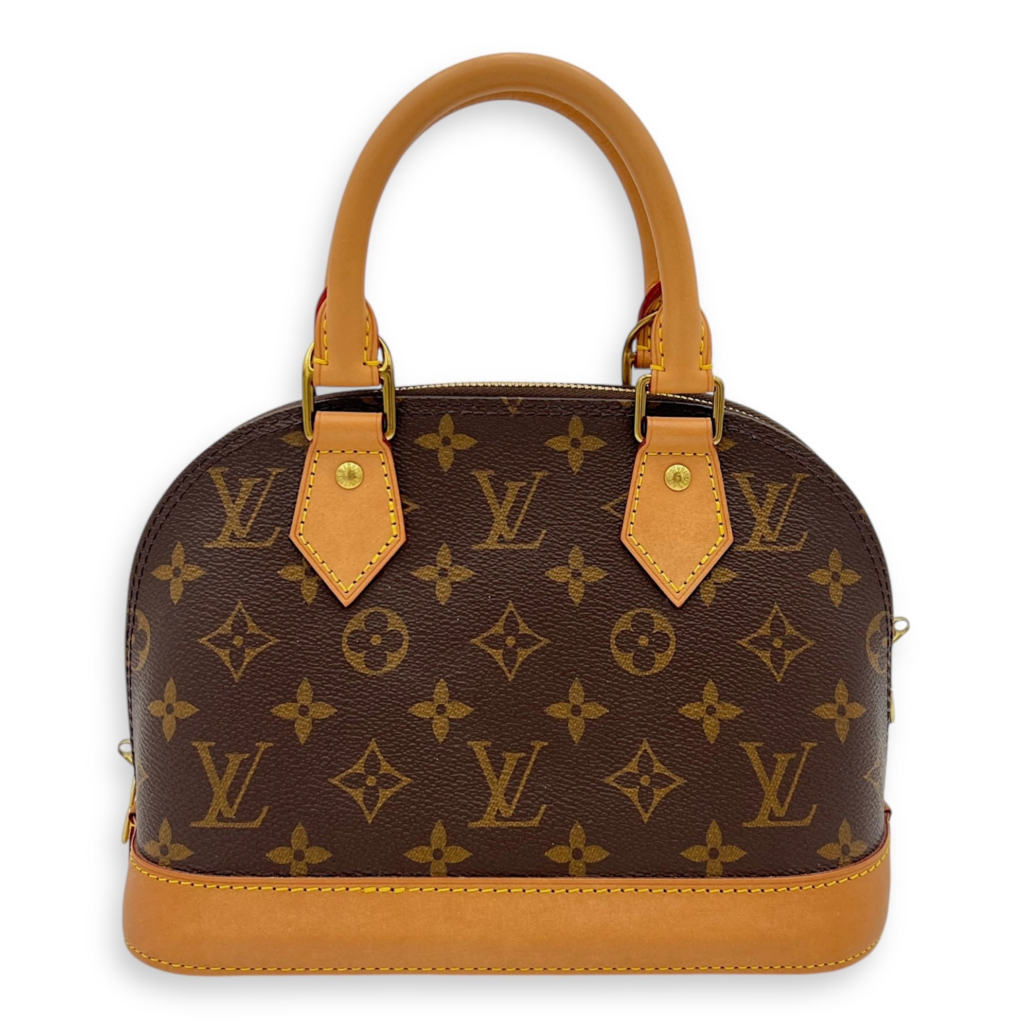 Louis Vuitton Alma BB Brown Top Handle Bag in Monogram Coated Canvas, Gold hardware_9