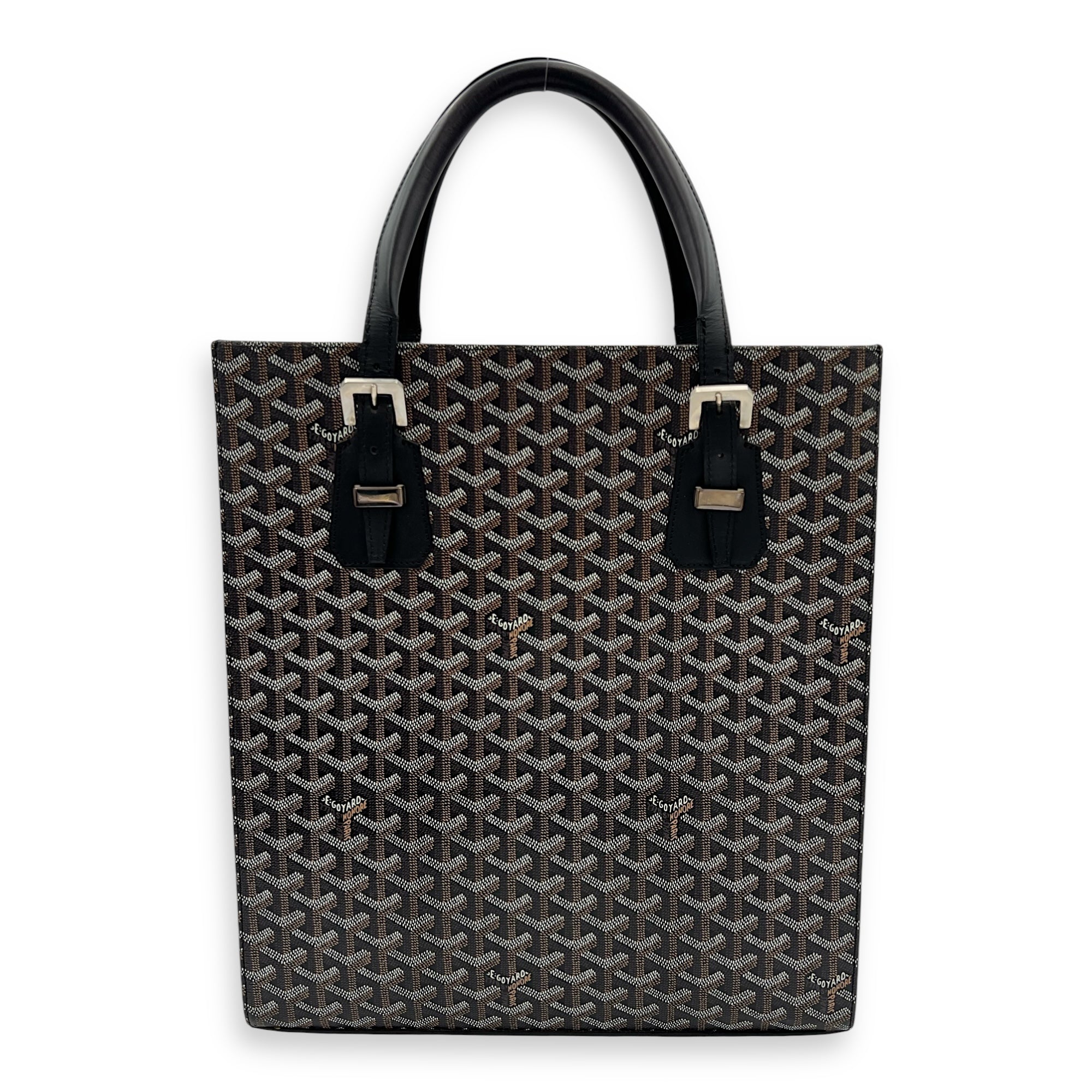 Goyard Comores Tote Bag Black in Coated Canvas, Silver hardware_6