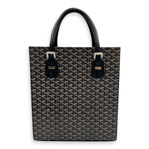 Goyard Comores Tote Bag Black in Coated Canvas, Silver hardware_6