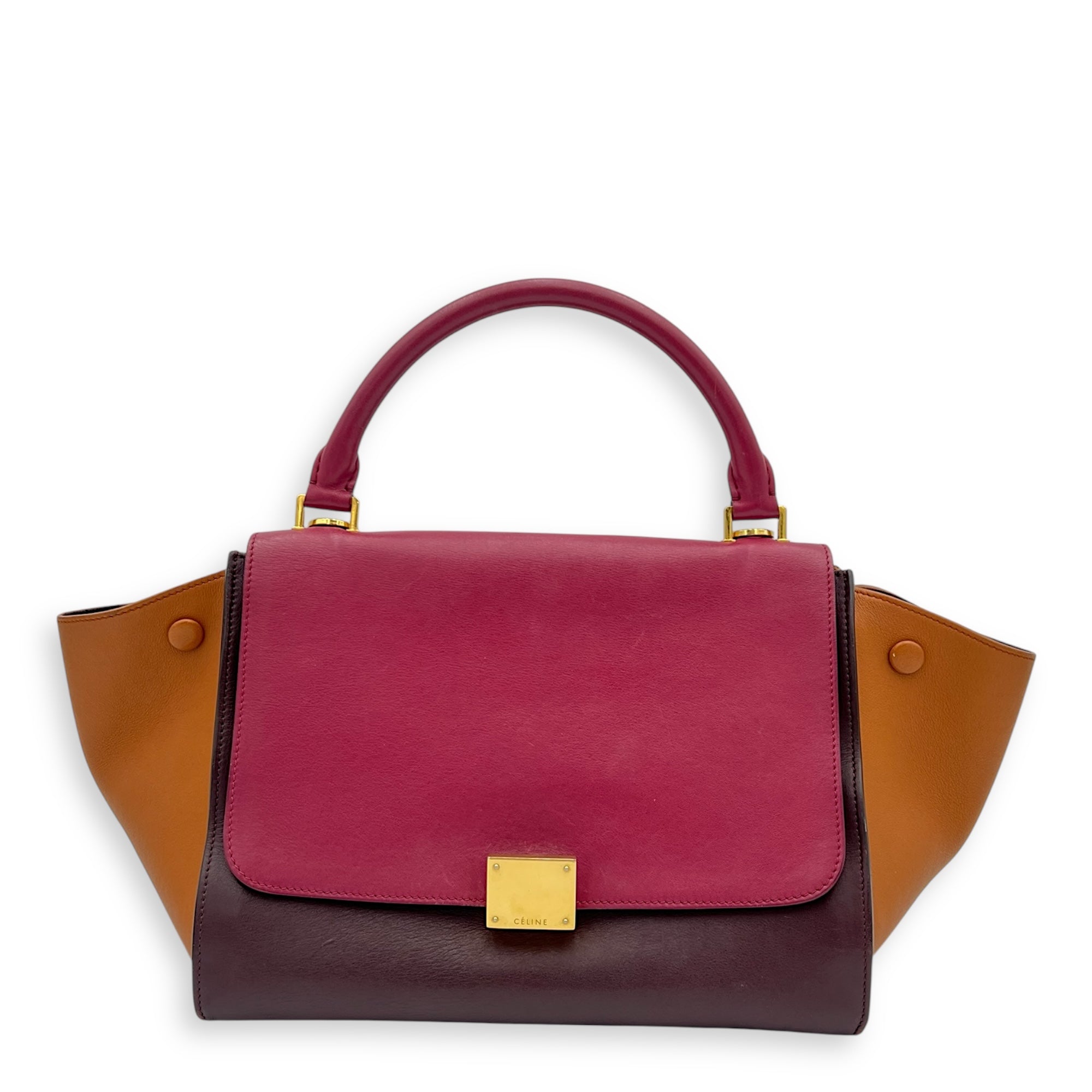 Celine Trapeze Top Handle Bag Medium Multi-colour in Calfskin, Gold hardware_8