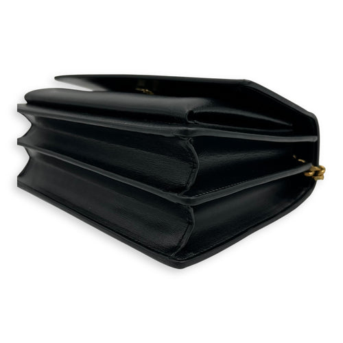 Saint Laurent Sunset Shoulder Bag Black in Calfskin, Gold hardware_9