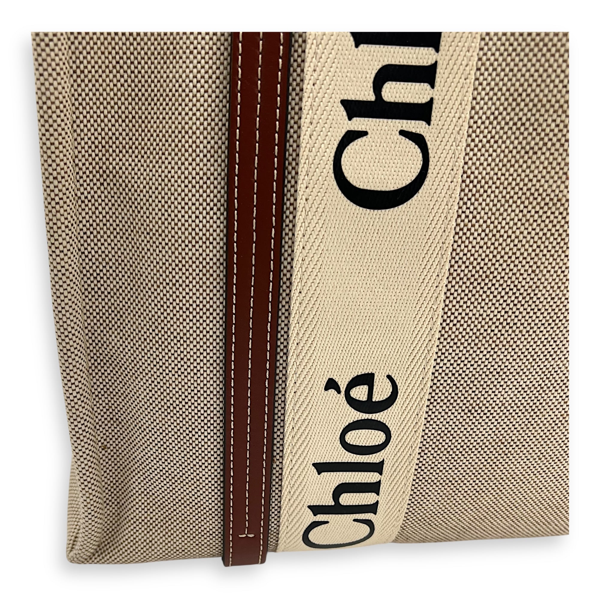 Chloé Woody Medium Beige Tote Bag in Canvas_12