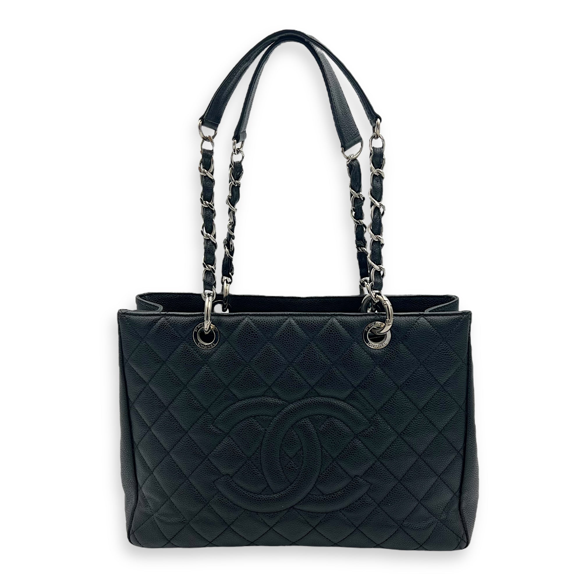 Chanel GST Shoulder Bag Black in Caviar Leather, Silver hardware_1