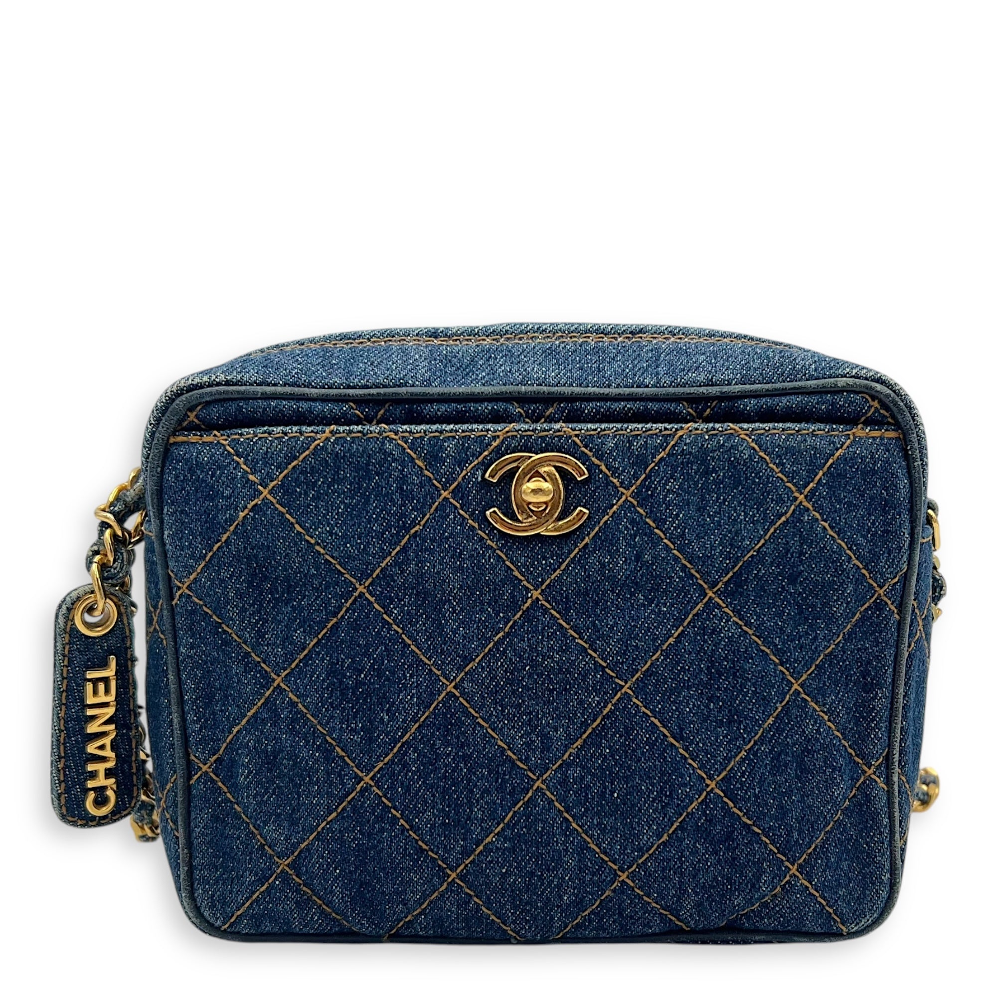 Chanel Denim CC Quilted Turnlock Crossbody Bag Blue in Denim, Gold hardware_1
