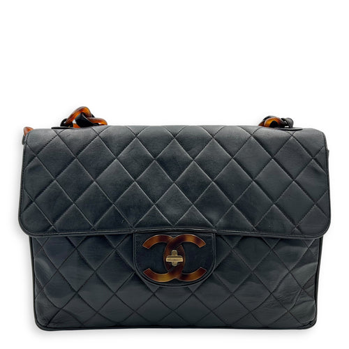 Chanel CC Quilted Tortoise Shell Shoulder Bag Black in Lambskin, tortoise shell hardware_1