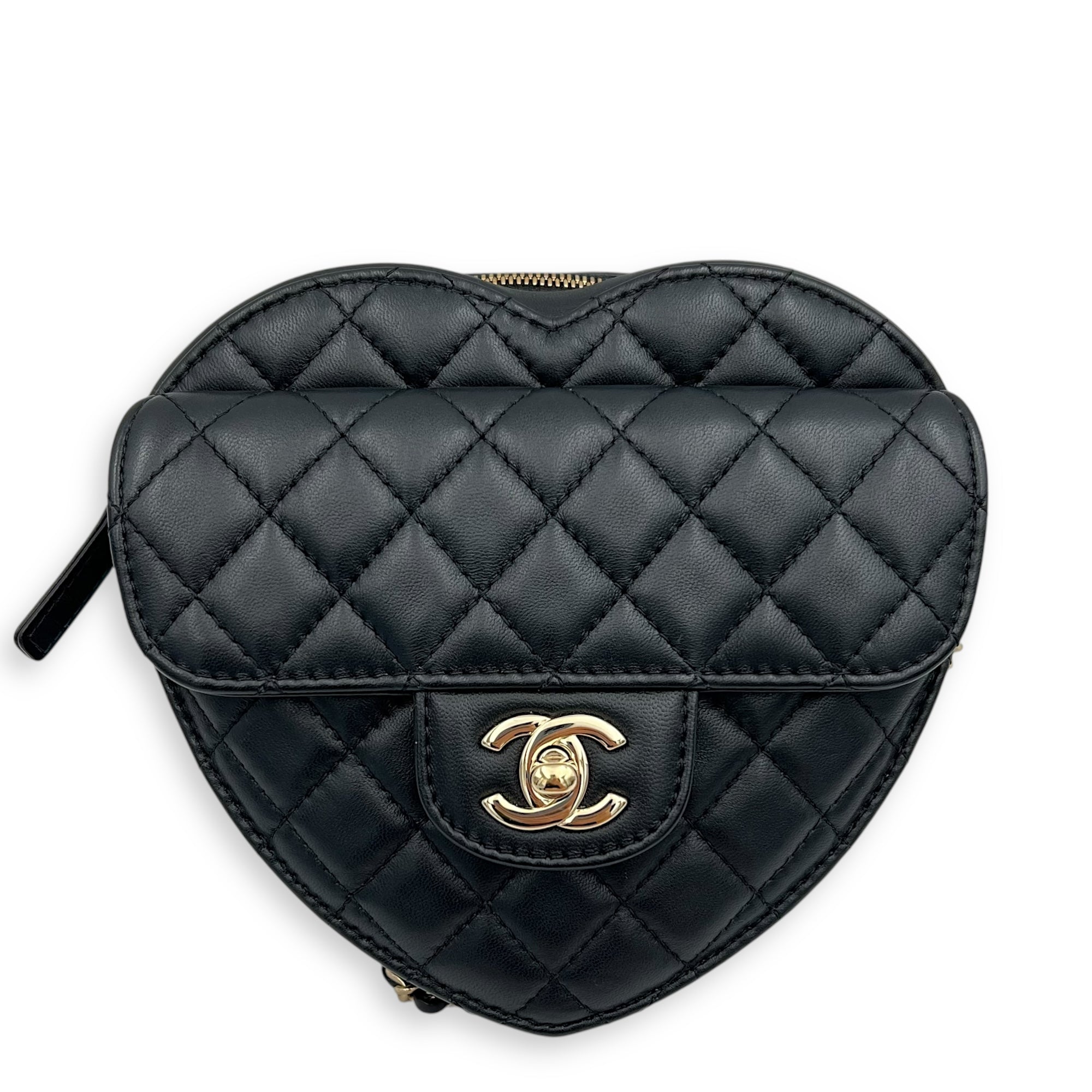 Chanel Heart  Crossbody Bag Black in Lambskin, Gold hardware_1