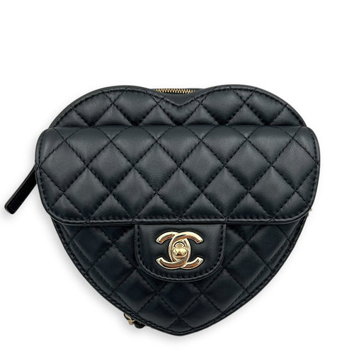 Chanel Heart  Crossbody Bag Black in Lambskin, Gold hardware_1