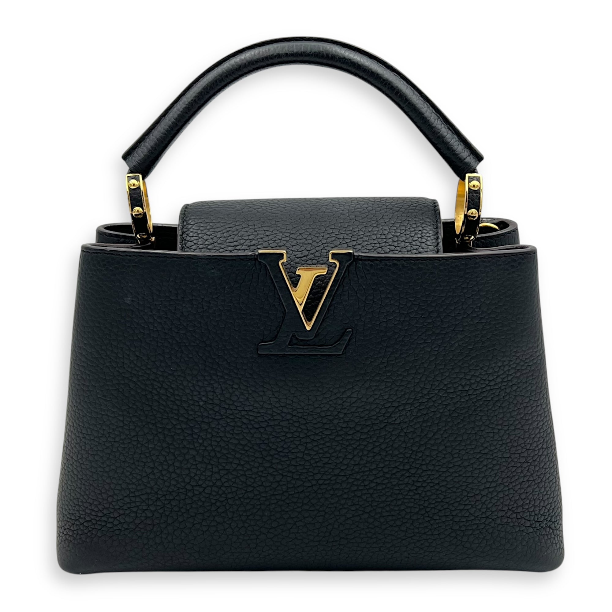 Louis Vuitton Capucines Top Handle Bag Black in Calfskin, Gold hardware_1