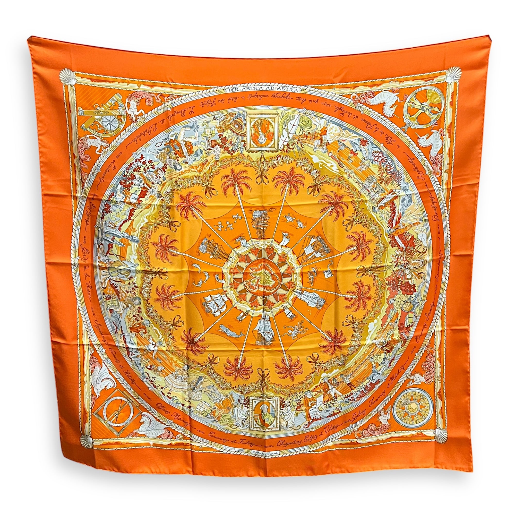 Hermès Per Astra Ad Astra Orange Scarf in Silk_1