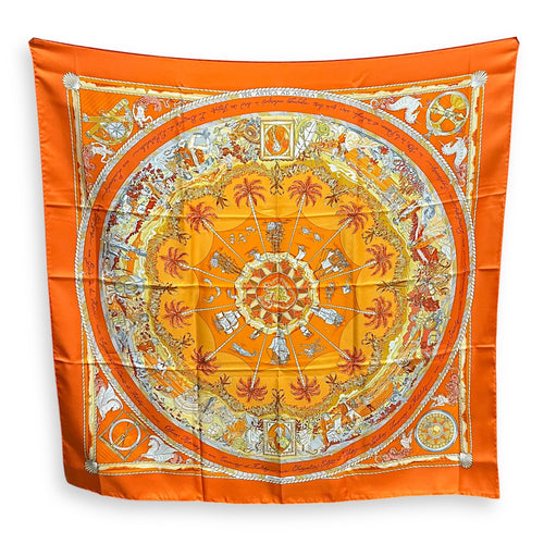 Hermès Per Astra Ad Astra Orange Scarf in Silk_1