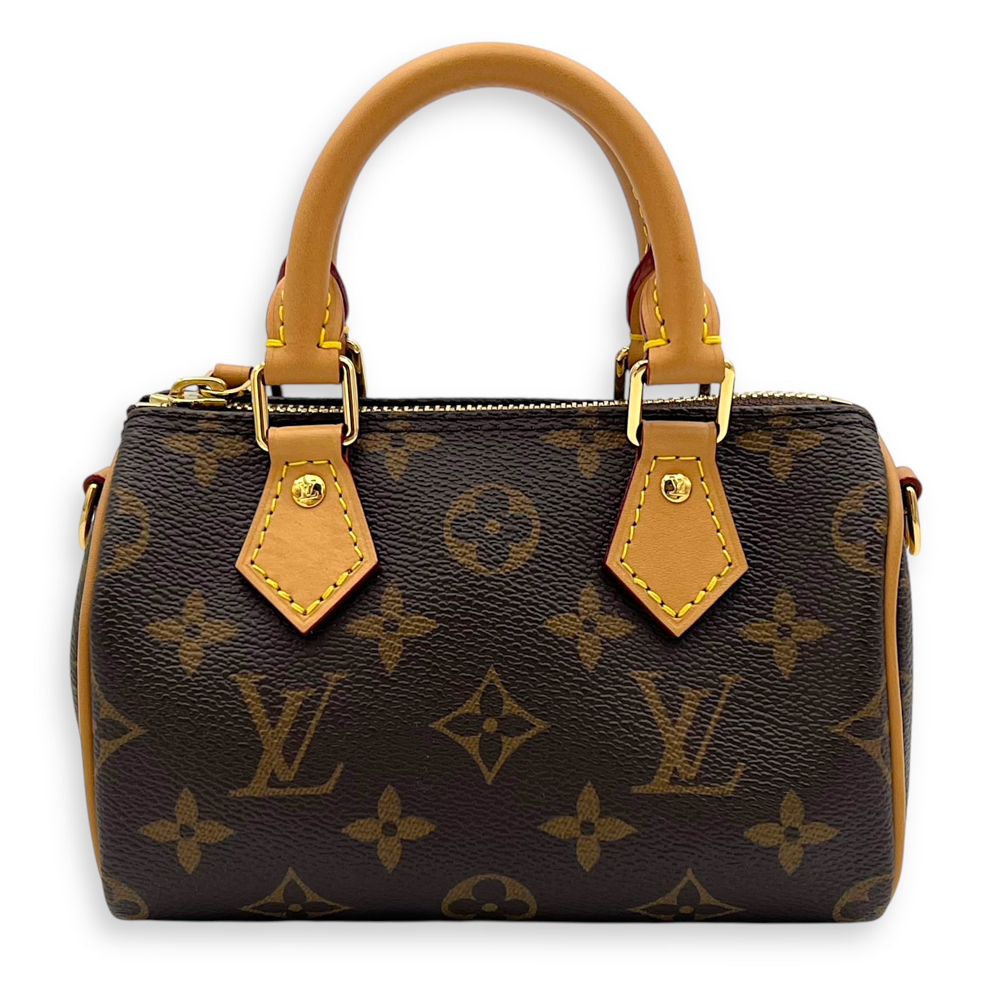 Louis Vuitton Speedy Top Handle Bag Nano Brown in Monogram Coated Canvas, Gold hardware_1
