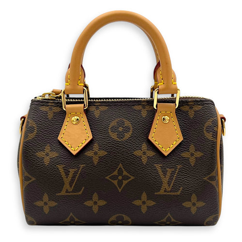 Louis Vuitton Speedy Top Handle Bag Nano Brown in Monogram Coated Canvas, Gold hardware_1