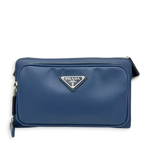 Prada Logo Belt Bag Blue in Saffiano Leather, Silver hardware_1