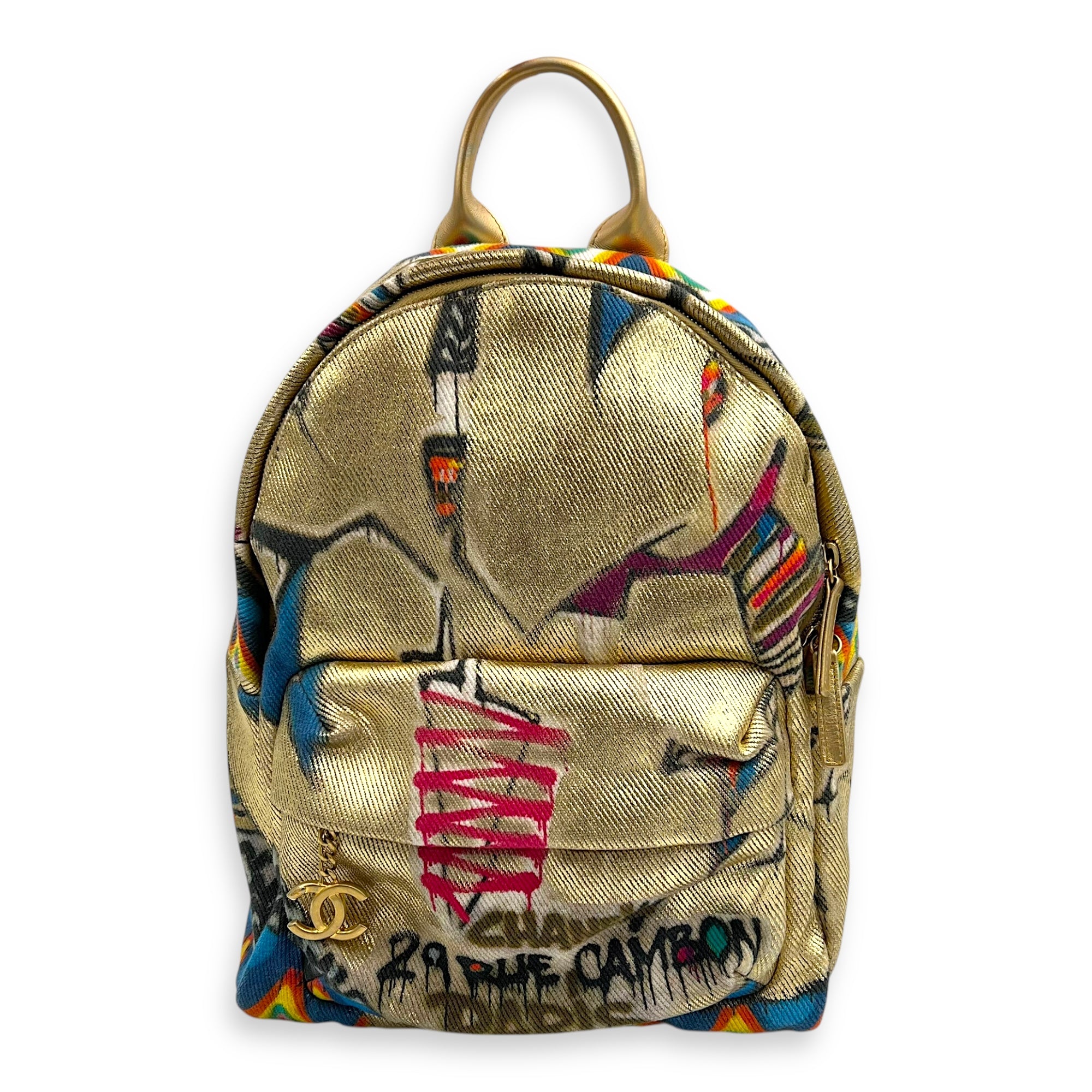 Chanel Grafitti Backpack Gold in Canvas, Gold hardware_1