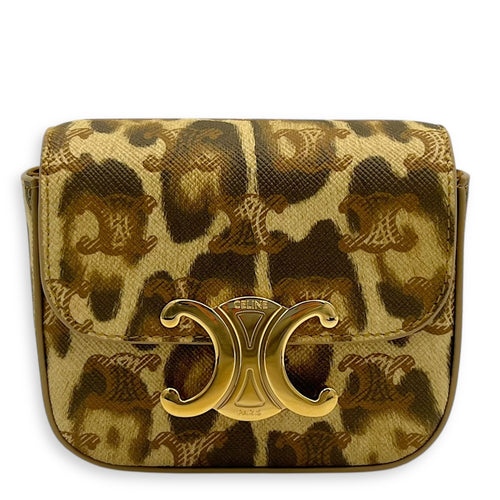 Celine Claude Mini Brown Crossbody Bag in Coated Canvas, Gold hardware_1