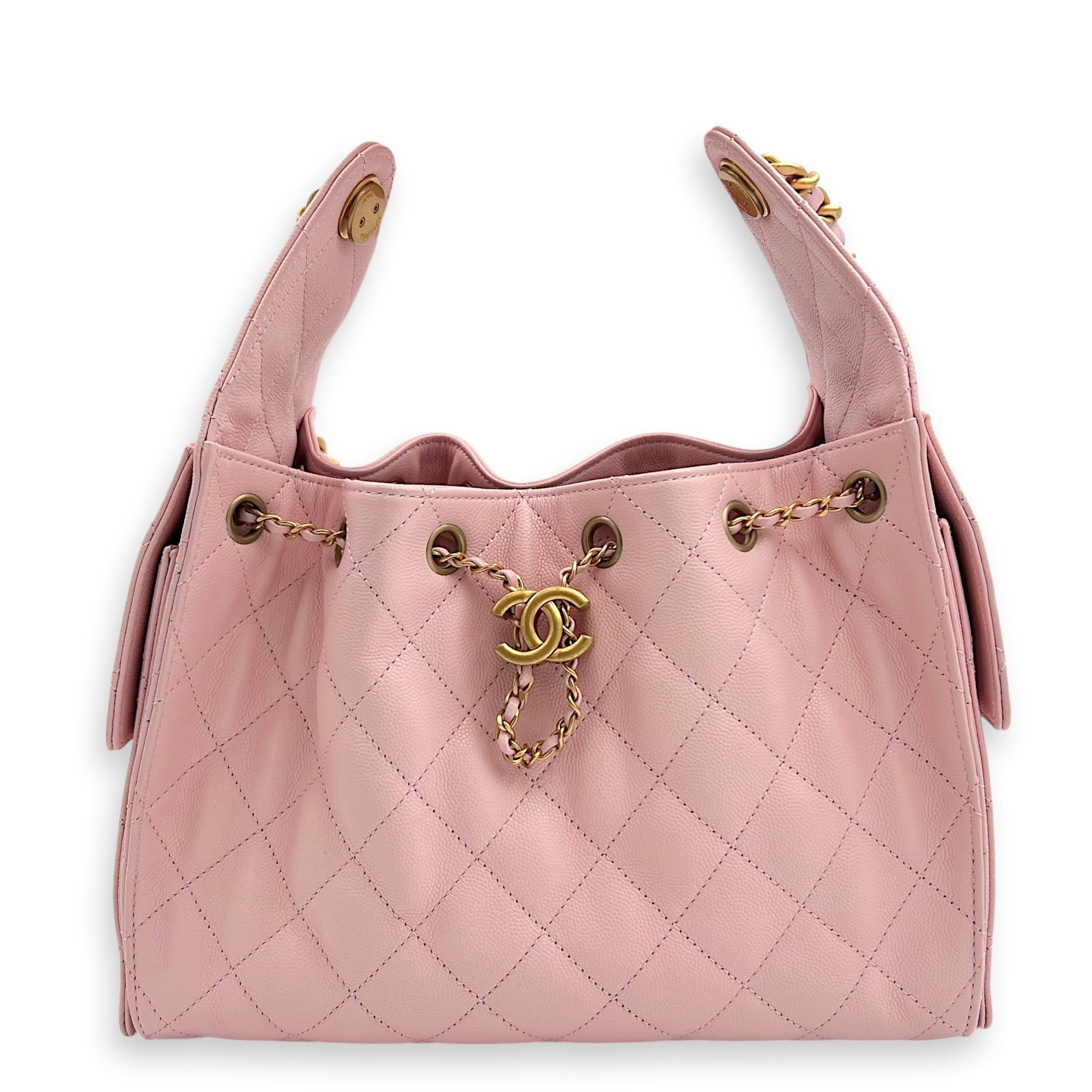 Chanel C25 Small Pink Shoulder Bag in Caviar Leather, Gold hardware_1