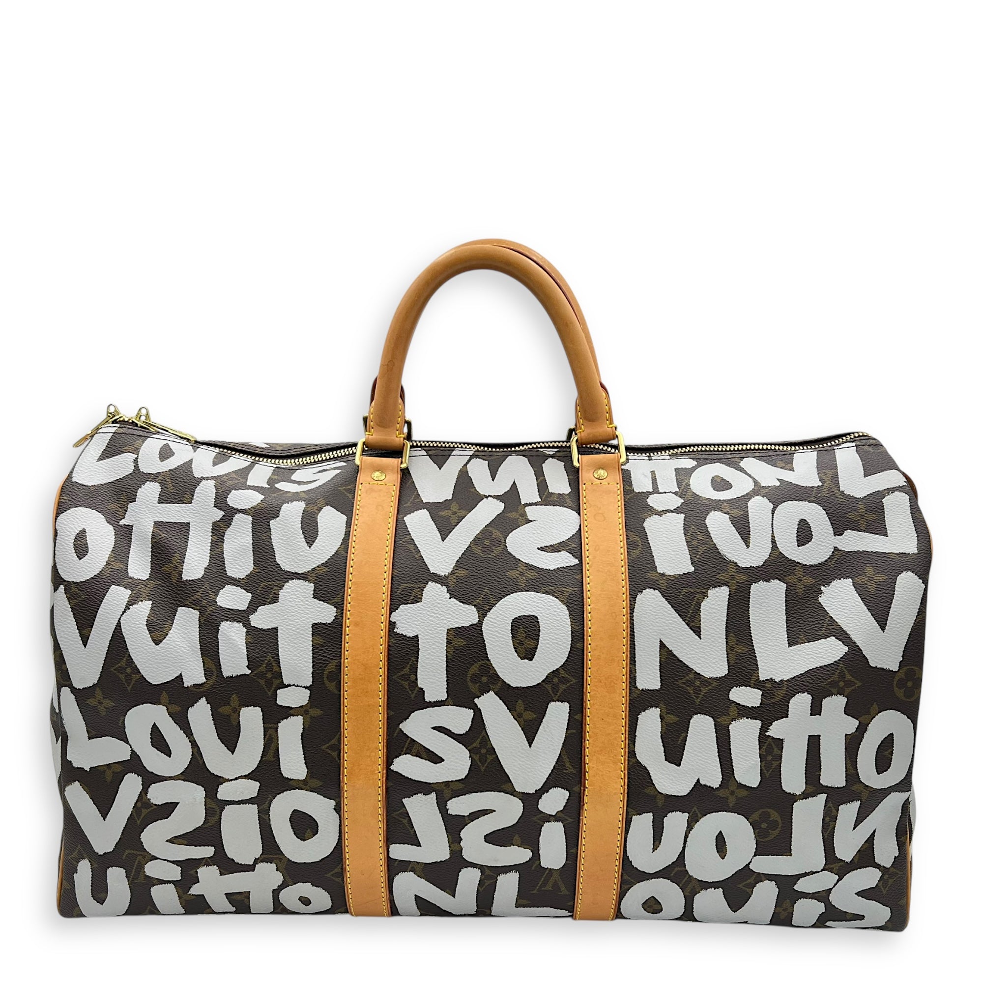 Louis Vuitton Stephen Sprouse Keepall 50 Brown Duffle Bag in Coated Canvas, Gold hardware_1