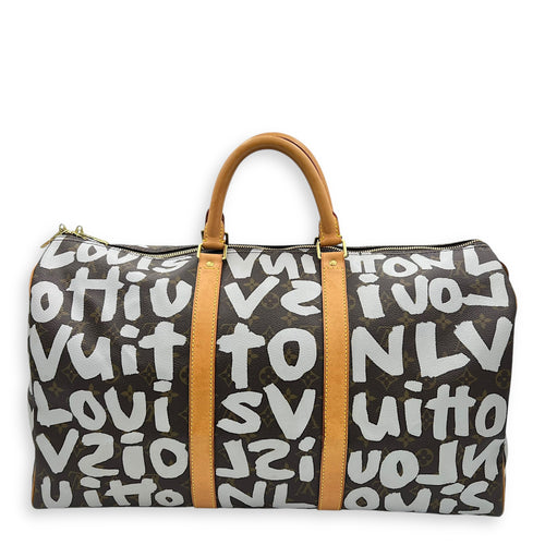 Louis Vuitton Stephen Sprouse Keepall 50 Brown Duffle Bag in Coated Canvas, Gold hardware_1