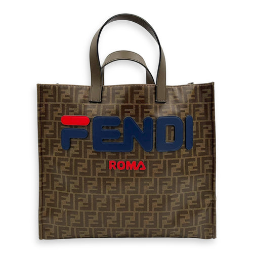 Fendi FF x Fila Tote Bag Brown in Coated Canvas, Gold hardware_1