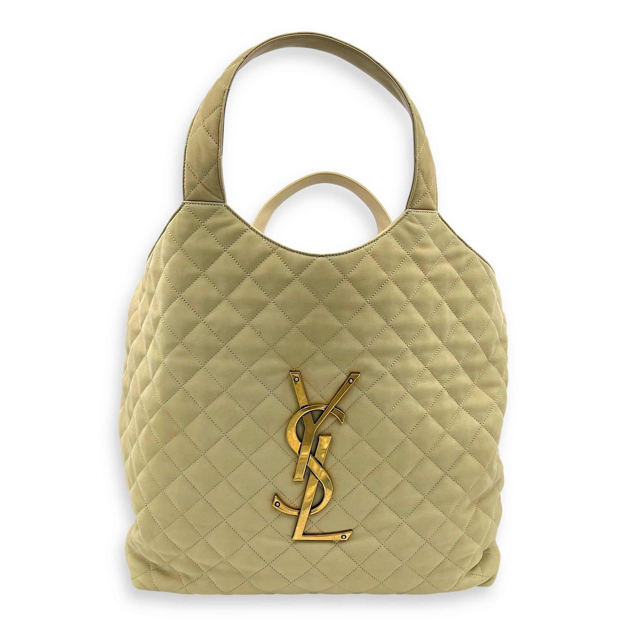 Saint Laurent ICare Tote Bag Beige in Nubuck suede, Gold hardware_1