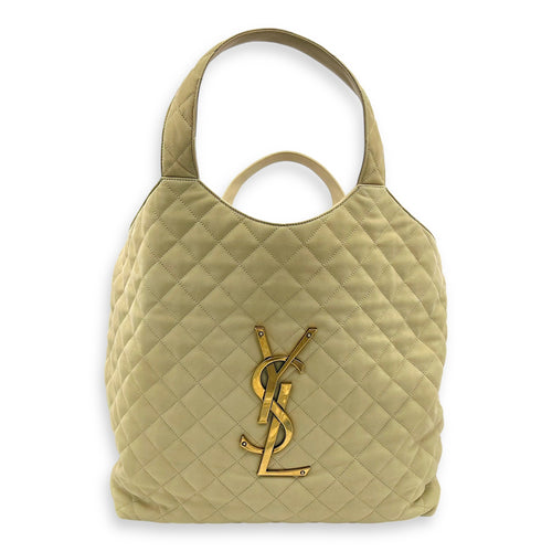 Saint Laurent ICare Tote Bag Beige in Nubuck suede, Gold hardware_1