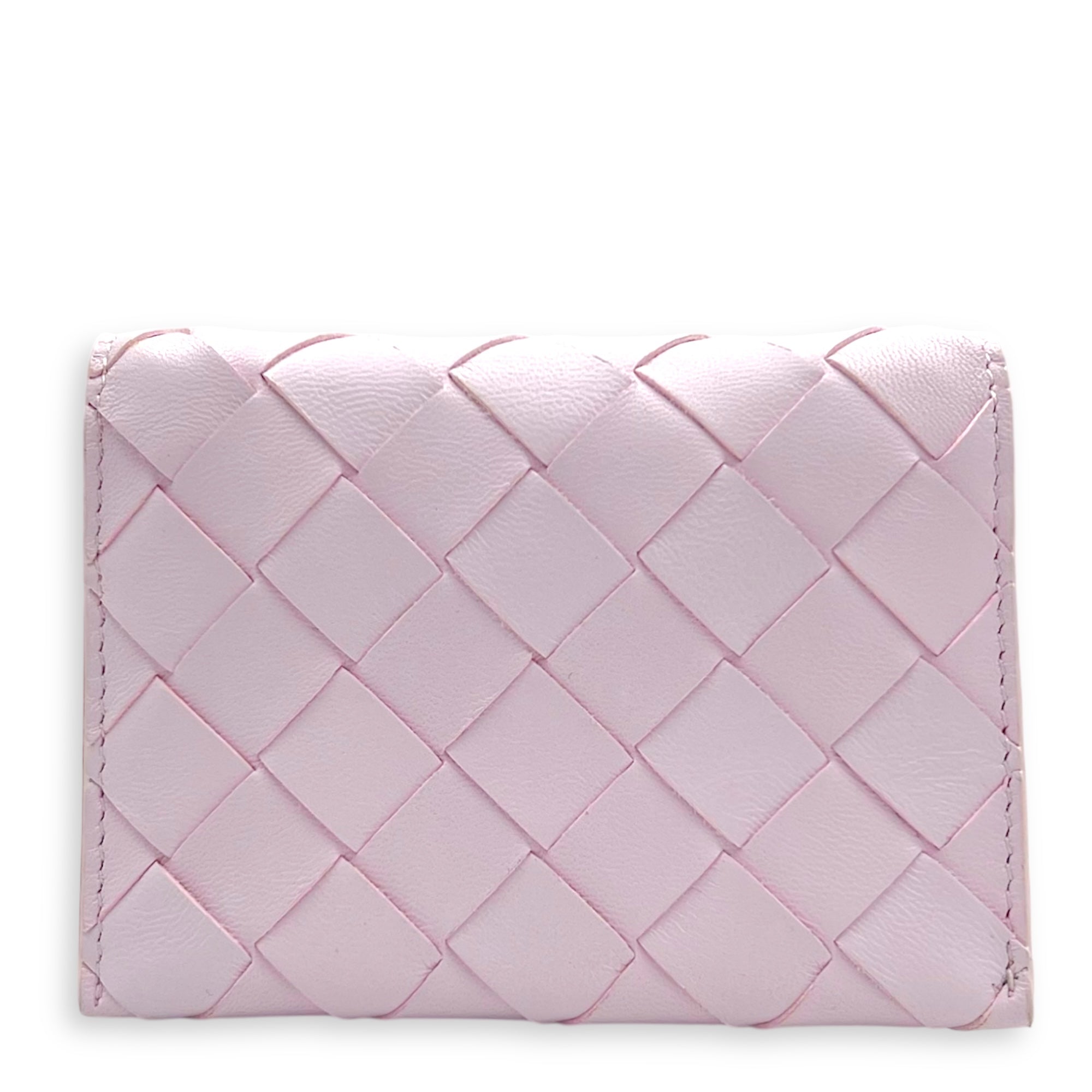Bottega Veneta Intrecciato Pink Wallet in Lambskin, Gold hardware_1
