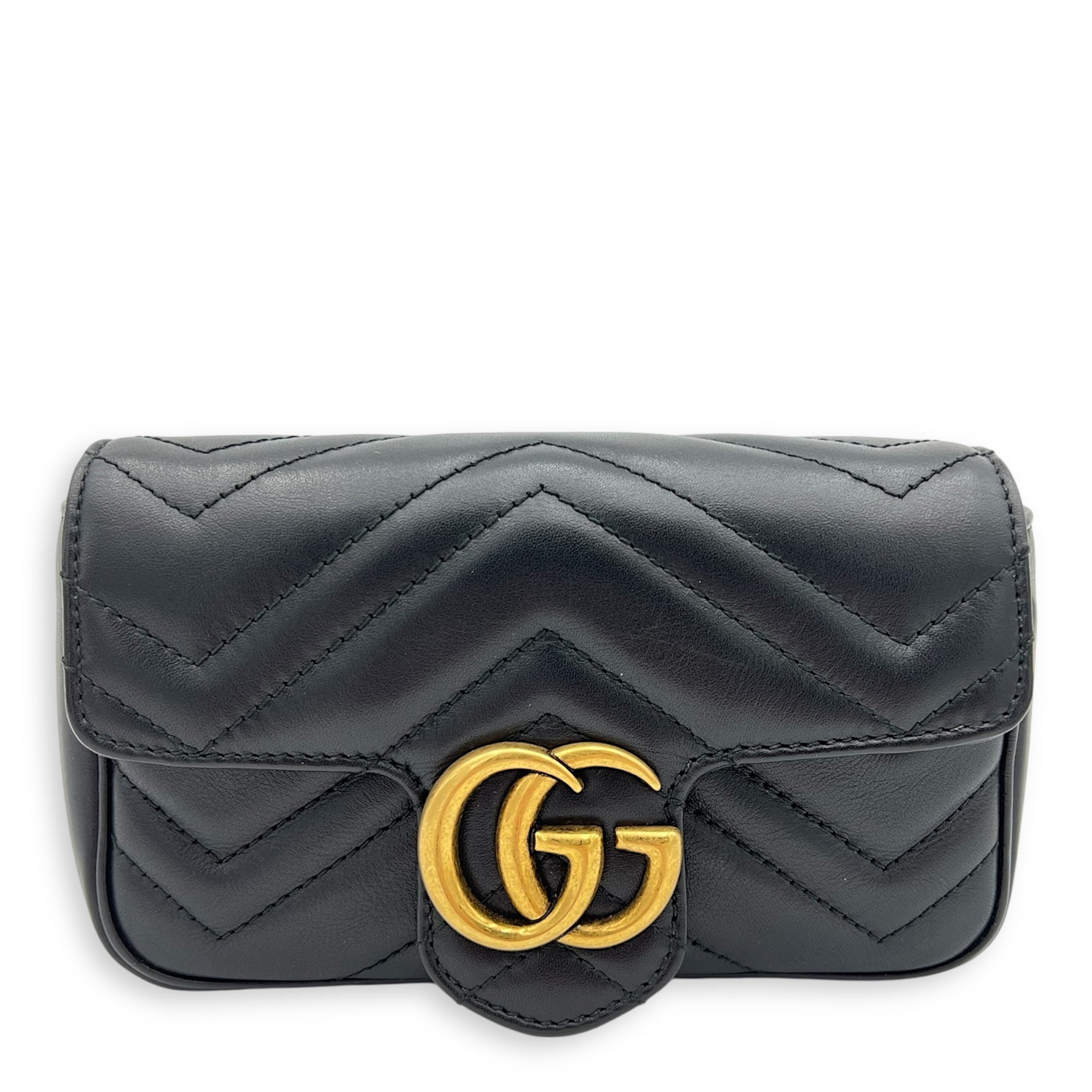Gucci GG Marmont Crossbody Bag Black in Calfskin, Gold hardware_9