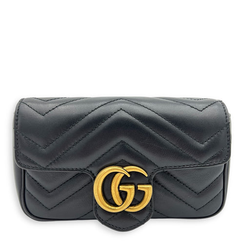 Gucci GG Marmont Crossbody Bag Black in Calfskin, Gold hardware_9